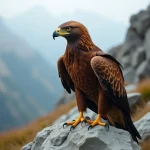 Aigle royal perché sur un rocher de granit en montagne, symbole de puissance et de liberté en France
