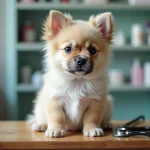 Bouledogue français à poils longs examiné dans une clinique vétérinaire, mettant en lumière les enjeux de santé liés à la sélection génétique