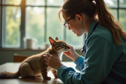 Conservationniste examinant un animal sauvage en centre de réhabilitation