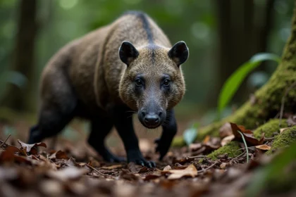 Mature grison dans la forêt dense sud-américaine