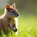 Quokka debout sur l'herbe verte en plein jour