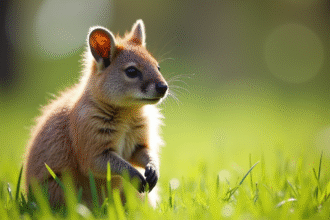 Quokka debout sur l'herbe verte en plein jour