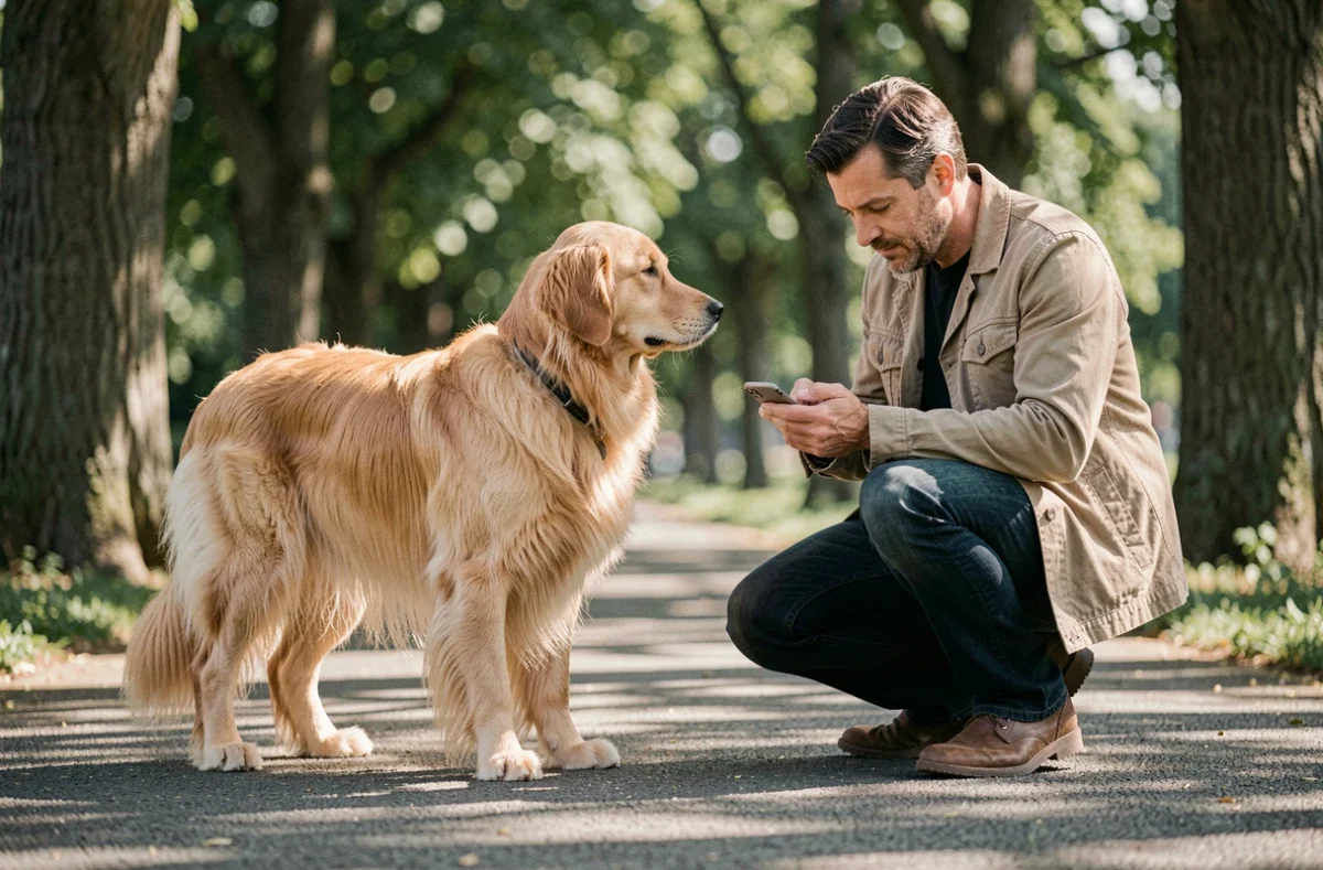 Propriétaire et son Tequel à poil long dans un parc, illustrant les dépenses courantes liées à l'entretien du chien