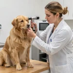 Vétérinaire examinant un Tequel à poil long sur une table de consultation dans une clinique vétérinaire moderne
